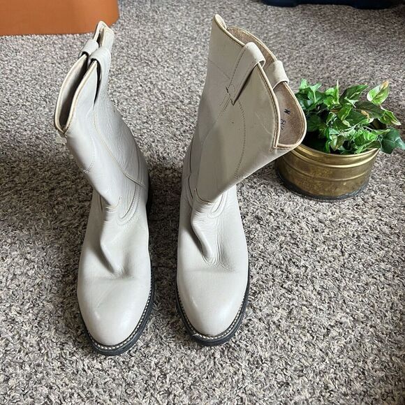 COWTOWN Boots Mens Size 8.5 N Light Gray Leather Roper Cowboy Western - Picture 1 of 7